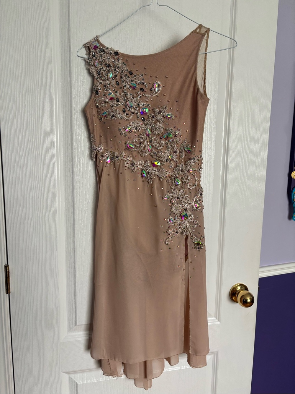 Nude Chiffon Figure Skating Dance Dress
